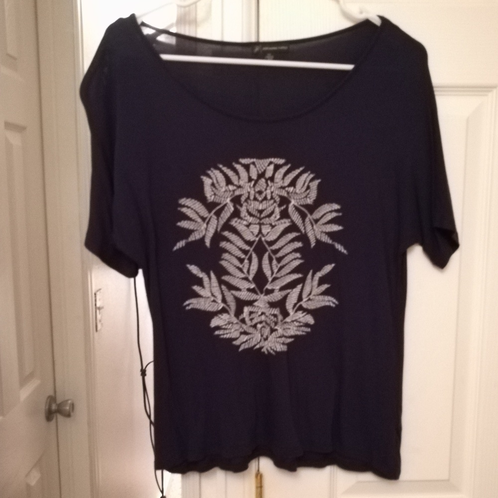 PART OF SALE - Navy Tee With white embroidery